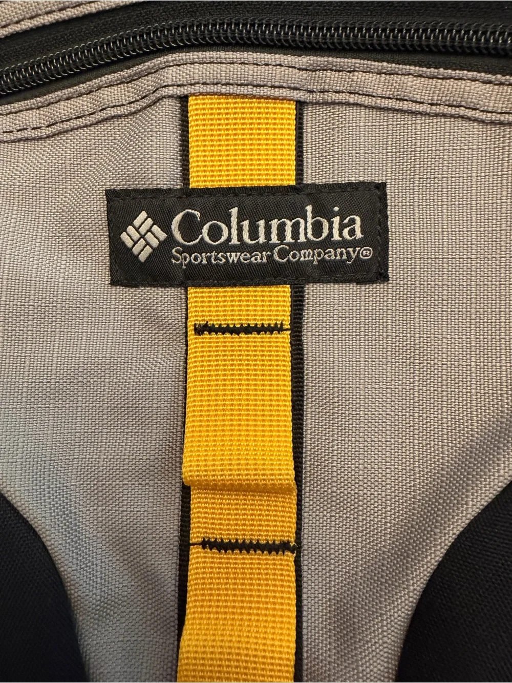 Columbia Men's Black and Gray Messenger Bag with Yellow Accent